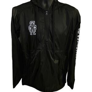 Saga‎ Outerwear Co. Men's 1/4 zip Jacket Windbreaker Small Reflective Logo Black